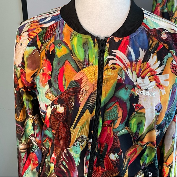 Adidas Originals Trefoil Track Suit Tropical Bird Print Jacket Pants Small OG - Picture 15 of 16